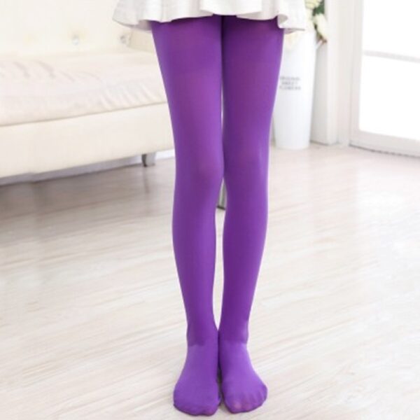 ถุงน่องยาว ผ้ากํามะหยี่ แบบยืดหยุ่น สําหรับเด็กผู้หญิง สีม่วง